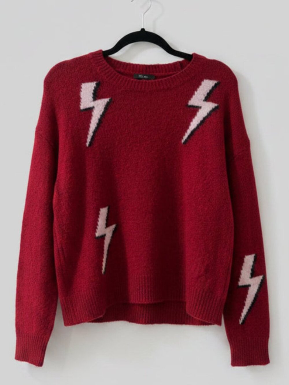 Rails Red Aries Cashmere Wool Lightning Bolt Sweater Size S